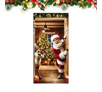 Christmas Door Cover - Holiday Background for Seasonal Fixed Style Display | Two Dimensional Prop Themed Accessory with Secure Fixed Mount & Resilient Material, 35.4x70.8inch