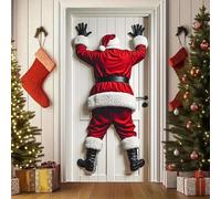 Christmas Door Cover,Snowman Santa Claus Front Door Covers Holiday Wall Decoration,Merry Xmas Backdrop Banner for Indoor Outdoor Home Office,Winter Seasonal Party New Year Entryway Decor (Santa)
