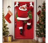 Christmas Door Cover,Snowman Santa Claus Front Door Covers Holiday Wall Decoration,Merry Xmas Backdrop Banner for Indoor Outdoor Home Office,Winter Seasonal Party New Year Entryway Decor (C6)