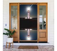 Christmas Door Covers for Front Door - Funny Peggy's Cove Lighthouse Fall Winter Door Cover Banner Hanging Backdrop for Outdoor Indoor Eve Porch Wall Decorations Supplies 6x3 Ft