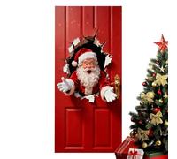 Christmas Door Decorations | 2D Santa Background Wall Breakthrough - Santa Front Door Cover | For Bedroom Children's Room Classroom School Living Room Kitchen Bathroom