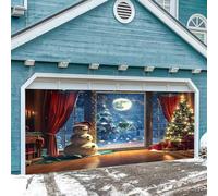 Christmas Door Decorations Merry Christmas The Background Party Santa Photography Garage Door Background Party Decoration 7 * 16 Ft! (B, One Size)