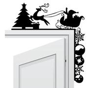Christmas Door Frame Decorations, 20x18.4cm Christmas Theme Door Corner Decor, Elk Wooden Christmas Door Decor, Christmas Front Door Decorations, Christmas Door Welcome Signs