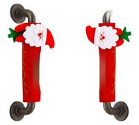 Christmas Door Handle Covers Featuring Santa Snowman And Reindeer Characters Made From Soft Fabric For Holiday Decor(A)