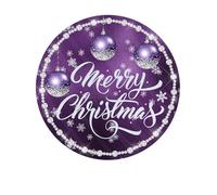 Christmas Door Hanger, Ornaments Purple Silver, Merry Christmas, Round Sign, Metal Tin Sign Wall Decor Front Door Decor Wreath Sign Christmas Sign 6x6 Inch