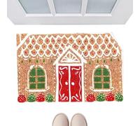 Christmas Door Mat - 23.62 Inch Welcome Mat | PVC Rug - Gingerbread House Outdoor Indoor Entryway Non Slip Bathroom Kitchen Porch Bedroom Shower Decorative Festive Dirt Trapping Holiday Home A