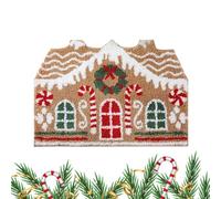 Christmas Door Mat Outdoor, Gingerbread House Christmas Front Door Mat, Soft Non-Slip Area Rug for Winter Holiday Indoor Bathroom Kitchen Shower Floor Living Room Entryway Porch Bedroom Decor