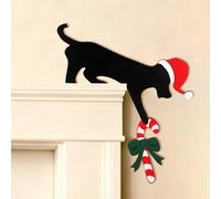 Christmas Door Topper, Wooden Over Door Corner Frame Decorations Pet & Candy Cane Home Decor Xmas Sign Ornament for Wall Window DIY Craft Holiday Party Supplies (Dog)