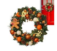 Christmas Door Wreath | 40 cm Artificial Garland with Lights in the Shape of a Bread | Realistic Decoration for Entrance Door Window Interior Exterior Wall