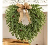 Christmas Door Wreath, 50cm Artificial Norfolk Pine Wreath with Pine Cones & Bow, Holiday Wreaths for Front Door Wall Window Wedding Decorations