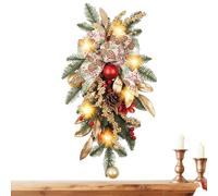 Christmas Door Wreath,Artificial 22 Inch Party Supplies with Bow And Pine Cone | Front Door Christmas Decorations | for Holiday Birthday Party Winter Gardening Daily Offices Home Room Apartment