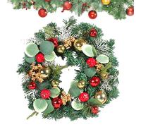 Christmas Door Wreath Artificial Front Door Decoration with Red Berries