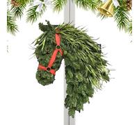 Christmas Door Wreath Artificial Rustic Horse Head | e Equestrian Piece: Decorated with a handmade horse head design, this Christmas wreath exudes rustic, country elegance and serves a