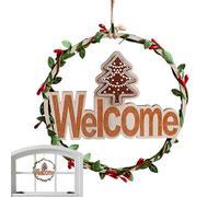 Christmas Door Wreath,Wooden Sign Decoration,Festive Garland - for Farmhouse Front Door Indoor Outdoor Window Porch Christmas Winter