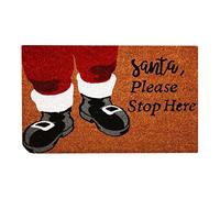 Christmas Doormat 40 x 60cm Natural Coir Coconut Runners Decorative Welcoming Xmas Mat Home Office Entrance Hallway [Santa Stops Here]