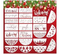 Christmas Doormat Stencils Reusable Holiday Welcome Let It Snow Stencil Templates Large Half Round Drawing Stencils for Painting on Wood Signs Door Hanger Door Mats DIY Crafts Decor(mat22)