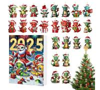 Christmas Dragon 2025, 24 Days Countdown 2D Acrylic Decoration Calendar | Dragon Christmas Tree Pendant - For Children Adults Stocking Family Party Gift Car Back Mirror