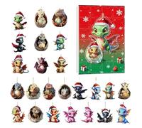 Christmas Dragon - 24 Day, 2d Acrylic Dragon, Festive Hanging Ornament, Cute Collectible Design, Easy to Display Decor, Holiday Decorations for Kids Adults Tree Car Window