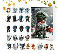 Christmas Dragon Advent - 2D Acrylic Dragon Ornaments 24 Days Advent | Animal Charm, Countdown Calendar 2025 for Christmas Tree Party Window Wall Car Rearview Mirror Decor