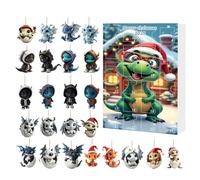 Christmas Dragon Advent - Mystical Creature Countdown Fantasy Ornament Enchanted Acrylic Pendant Display | Magic Seasonal Decoration for Car, Rearview Mirror, Party, Wall Shelf, Shire