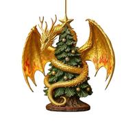 Christmas Dragon Ornaments, with Lightweight Design, Gold, Red, Black, Hangable Dragon Figurine, Festive Holiday Fantasy Collectible, Eye-Catching, for Indoor and Outdoor Spaces
