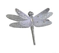 Christmas Dragonfly Pendant With Glitter Finish, Artificial Dragonfly Decoration In ABS Material For Holiday Tree And Wreath Displays(Silver)