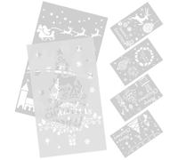 Christmas Drawing Stencils 6pcs Reusable PET Painting Templates | Silver Hollow-out Art Supplies, Comfortable Touch, Repeat after Washing, Wall Drawing Use