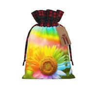 Christmas Drawstring 3d Colorful Sunflower Print Gift Bags,Burlap Bags With Drawstring For Apply To Wedding,Easter,Xmas