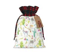 Christmas Drawstring Alpaca Llama Cactus Flag Mountain Print Gift Bags,Burlap Bags With Drawstring For Apply To Wedding,Easter,Xmas