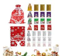 Christmas Drawstring Bags | 33 Pieces Reusable Festive Home Decoration - Christmas Gift Packaging Pouch, For Party Adults Friends Family Birthday