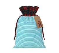 Christmas Drawstring Blue Striped Print Gift Bags,Burlap Bags With Drawstring For Apply To Wedding,Easter,Xmas
