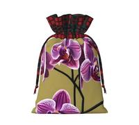 Christmas Drawstring Burlap Gift Bags for Holiday Bag, Beautiful Orchids Print Treats Candy Wrap Party Pouches