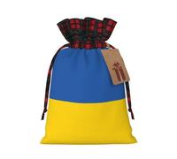 Christmas Drawstring Burlap Gift Bags for Holiday Bag, Flag of Ukraine Print Treats Candy Wrap Party Pouches