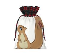Christmas Drawstring Cartoon Squirrel Print Gift Bags,Burlap Bags With Drawstring For Apply To Wedding,Easter,Xmas