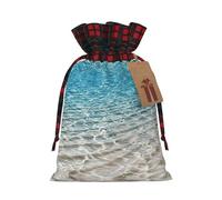 Christmas Drawstring Clear Sea Water Print Gift Bags,Burlap Bags With Drawstring For Apply To Wedding,Easter,Xmas