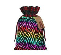 Christmas Drawstring Colorful Rainbow Zebra Print Gift Bags,Burlap Bags With Drawstring For Apply To Wedding,Easter,Xmas