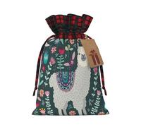 Christmas Drawstring Cute Llama Floral Print Gift Bags,Burlap Bags With Drawstring For Apply To Wedding,Easter,Xmas