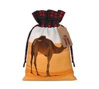 Christmas Drawstring Desert Sand Camel Print Gift Bags,Burlap Bags With Drawstring For Apply To Wedding,Easter,Xmas