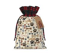 Christmas Drawstring Dog Bones Paw Print Gift Bags,Burlap Bags With Drawstring For Apply To Wedding,Easter,Xmas