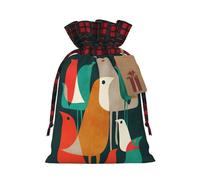 Christmas Drawstring Flock Of Birds Print Gift Bags,Burlap Bags With Drawstring For Apply To Wedding,Easter,Xmas