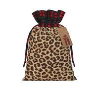 Christmas Drawstring Fun Leopard Print Print Gift Bags,Burlap Bags With Drawstring For Apply To Wedding,Easter,Xmas
