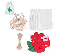 Christmas Drawstring Gift Bags, 24 Days Advent Calendar Bags Lucky Number Christmas Sack with 24 Felt Numbers for Xmas Home Decor