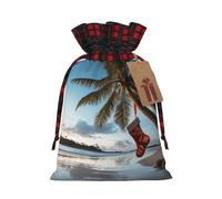 Christmas Drawstring Gift Bags Buffalo Plaid Xmas Gift Sack with Tag & Tie Merry christmas palm tree Wrapping Sacks Pouches Favor Santa Bag for Wrapping Presents Christmas Birthday Party Xmas Party