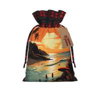 Christmas Drawstring Gift Bags Buffalo Plaid Xmas Gift Sack with Tag & Tie Original Poster for Endless Summer Wrapping Sacks Pouches Favor Santa Bag for Wrapping Presents Christmas Birthday Party Xmas