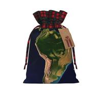 Christmas Drawstring Gift Bags Buffalo Plaid Xmas Gift Sack with Tag & Tie South america satellite image Wrapping Sacks Pouches Favor Santa Bag for Wrapping Presents Christmas Birthday Party Xmas