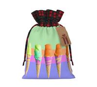 Christmas Drawstring Gift Bags Buffalo Plaid Xmas Santa Gift Bag with Tags Ice cream rainbow gradient Wrapping Sacks Drawstring Candy Goodie Bag for Christmas Holiday Holiday Party Favors Pouch