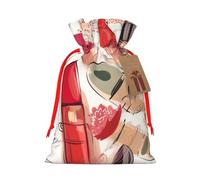 Christmas Drawstring Gift Bags Cosmetic Lipstick Perfume Art Reusable Christmas Wrapping Bag W/Tags Xmas Treat Pouch Goody Bags Candy Treat Bag For Xmas Holiday Presents Party Favor 8.3x11.8 Inch