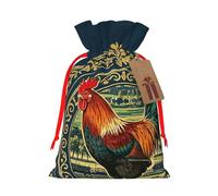 Christmas Drawstring Gift Bags Country Style Farm Animals Reusable Christmas Wrapping Bag W/Tags Xmas Treat Pouch Goody Bags Candy Treat Bag For Xmas Holiday Presents Party Favor 8.3x11.8 Inch
