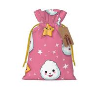 Christmas Drawstring Gift Bags Cute Rice Balls And Stars Pattern Reusable Christmas Wrapping Bag W/Tags Xmas Treat Pouch Goody Bags Candy Treat Bag For Xmas Holiday Presents Party Favor 8.3x11.8 Inch