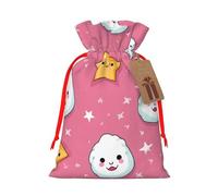 Christmas Drawstring Gift Bags Cute Rice Balls And Stars Pattern Reusable Christmas Wrapping Bag W/Tags Xmas Treat Pouch Goody Bags Candy Treat Bag For Xmas Holiday Presents Party Favor 8.3x11.8 Inch